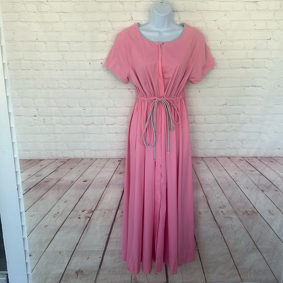 RARE 70’s VANITY FAIR BARBIECORE pink gown/lounge wear maxi dress SZ M VTG ROBE - Picture 1 of 11